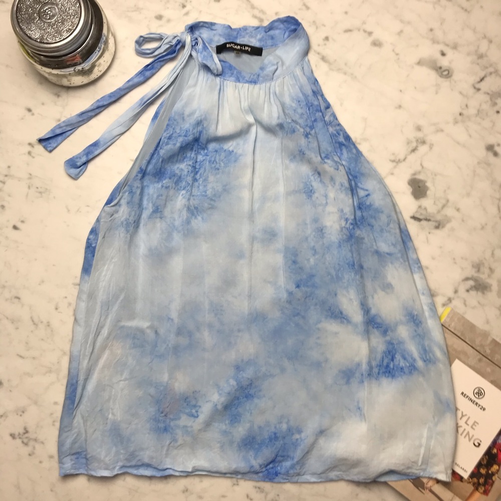 Sugar + Lips Blue Tie Dye Flowy Sleeveless Tank